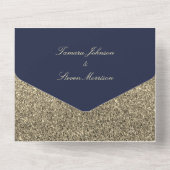 Elegant Gold Navy Blue Wedding Invitation All In One Uitnodiging (Achterkant)