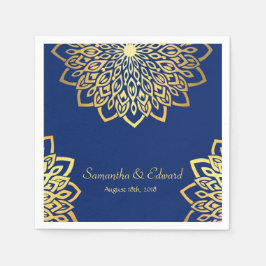 Elegant Gold Navy Blue Wedding Servet