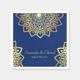 Elegant Gold Navy Blue Wedding Servet