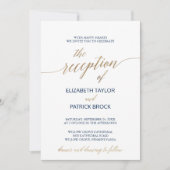 Elegant Gold & Navy Calligraphy Reception - Gegeve Kaart (Voorkant)