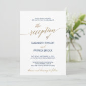 Elegant Gold & Navy Calligraphy Reception - Gegeve Kaart (Staand voorkant)