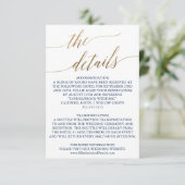 Elegant Gold & Navy Calligraphy Wedding Details Informatiekaartje (Staand voorkant)