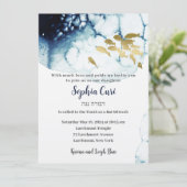 Elegant Gold Navy Fish Onderwater Zee Bat Mitzvah Kaart (Staand voorkant)