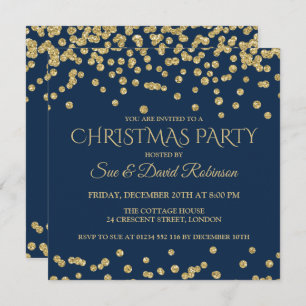 Elegant Gold Navy Glitter Kerstfeestdag Kaart