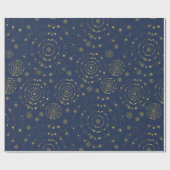 Elegant Gold Navy Handrawn Chrismas Patronen Cadeaupapier (Vlak)