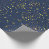 Elegant Gold Navy Handrawn Chrismas Patronen Cadeaupapier (Hoek)