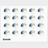 Elegant Gold Navy Onderwater Zee Visbruiloft Ronde Sticker (Vel)