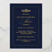 Elegant Gold Navy Quinceanera 15e verjaardag Folie Uitnodiging (Voorkant)