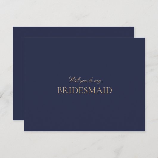 Elegant Gold Navy Script bruidsmeisje voorstel Kaa Save The Date (Voorkant / Achterkant)