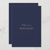 Elegant Gold Navy Script bruidsmeisje voorstel Kaa Save The Date (Voorkant / Achterkant)
