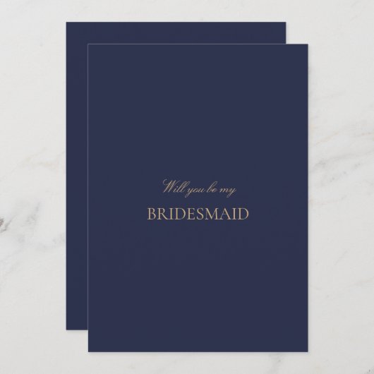 Elegant Gold Navy Script bruidsmeisje voorstel Kaa Save The Date (Voorkant / Achterkant)