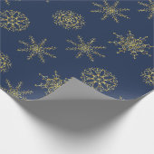 Elegant Gold Navy Snowflake Wrapppapier Cadeaupapier (Hoek)