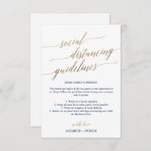 Elegant Gold & Navy Social Distancing Wedding Informatiekaartje (Voorkant / Achterkant)