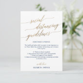 Elegant Gold & Navy Social Distancing Wedding Informatiekaartje (Staand voorkant)