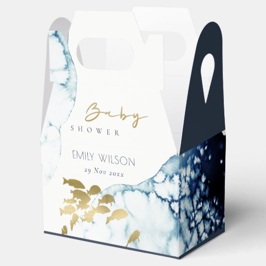 ELEGANT GOLD NAVY UNDERWATER FISCH BABY SHOWER BEDANKDOOSJES (Geopend)