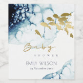 ELEGANT GOLD NAVY UNDERWATER FISCH BABY SHOWER WIJN ETIKET (Enkel label)