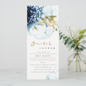 ELEGANT GOLD NAVY UNDERWATER FISCH VRIJGEZELLENFEE KAART (Staand voorkant)