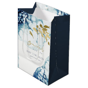 ELEGANT GOLD NAVY UNDERWATER FISCH VRIJGEZELLENFEE MEDIUM CADEAUZAKJE