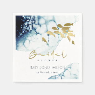 ELEGANT GOLD NAVY UNDERWATER FISCH VRIJGEZELLENFEE SERVET