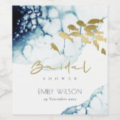 ELEGANT GOLD NAVY UNDERWATER FISCH VRIJGEZELLENFEE WIJN ETIKET (Enkel label)