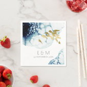 ELEGANT GOLD NAVY UNDERWATER FISH MONOGRAM WEDING SERVET (Insitu)