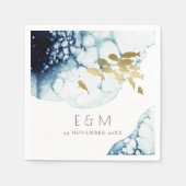 ELEGANT GOLD NAVY UNDERWATER FISH MONOGRAM WEDING SERVET (Voorkant)