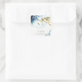 ELEGANT GOLD NAVY UNDERWATER FISH MONOGRAM WEDING VIERKANTE STICKER (Tas)