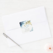 ELEGANT GOLD NAVY UNDERWATER FISH MONOGRAM WEDING VIERKANTE STICKER (Envelop)