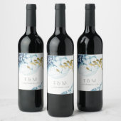 ELEGANT GOLD NAVY UNDERWATER FISH MONOGRAM WEDING WIJN ETIKET (Flessen)