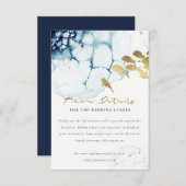 ELEGANT GOLD NAVY UNDERWATER FISH WEDDING DETAILS INFORMATIEKAARTJE (Voorkant / Achterkant)