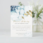 ELEGANT GOLD NAVY UNDERWATER FISH WEDDING DETAILS INFORMATIEKAARTJE (Staand voorkant)