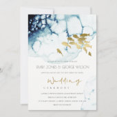 ELEGANT GOLD NAVY UNDERWATER FISH WEDDING INVITE BEDANKKAART (Voorkant)