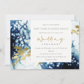 ELEGANT GOLD NAVY UNDERWATER FISH WEDDING INVITE BEDANKKAART (Voorkant)