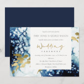 ELEGANT GOLD NAVY UNDERWATER FISH WEDDING INVITE BEDANKKAART (Voorkant / Achterkant)