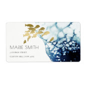ELEGANT GOLD NAVY UNDERWATER SEA FISH ADDRESS ETIKET (Voorkant)