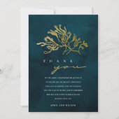 ELEGANT GOLD NAVY UNDERWATER SEAWEEDS WEDDING BEDANKKAART (Voorkant)