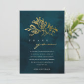 ELEGANT GOLD NAVY UNDERWATER SEAWEEDS WEDDING BEDANKKAART (Staand voorkant)
