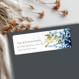 ELEGANT GOLD NAVY UNDERWATER ZEE FISADDRESS LABE ETIKET