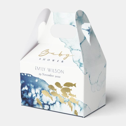 ELEGANT GOLD NAVY UNDERWATER ZEE FISCALE BABY SHOW BEDANKDOOSJES (Achterkant)