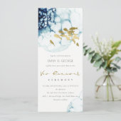 ELEGANT GOLD NAVY UNDERWATER ZEE FISH VOW RENEWING KAART (Staand voorkant)