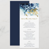 ELEGANT GOLD NAVY UNDERWATER ZEE FISH WEDDING MENU (Voorkant / Achterkant)