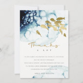 ELEGANT GOLD NAVY UNDERWATER ZEE VIS WEDING BEDANKKAART (Voorkant)
