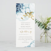 ELEGANT GOLD NAVY UNDERWATER ZEE VIS WEDING KAART (Staand voorkant)