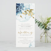 ELEGANT GOLD NAVY UNDERWATER ZEE VIS WEDING KAART (Staand voorkant)