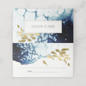 ELEGANT GOLD NAVY UNDERWATER ZEE VIS WEDING PLAATSKAARTJE (Buitenkant ongevouwen)