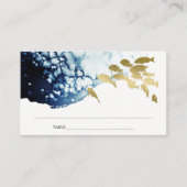 ELEGANT GOLD NAVY UNDERWATER ZEE VIS WEDING PLAATSKAARTJE (Voorkant)