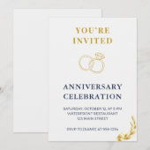 Elegant Gold & Navy Wedding Anniversary Invitation Kaart (Voorkant / Achterkant)