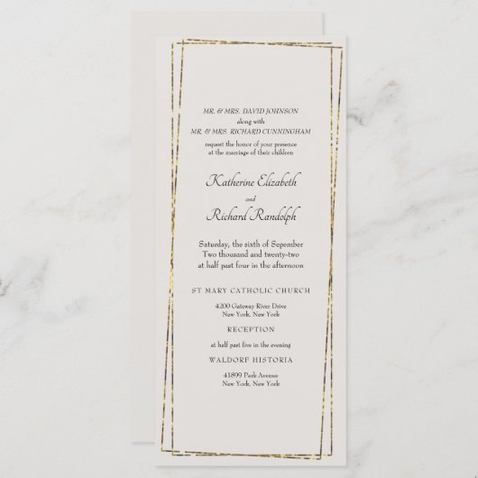 Elegant Gold Neutral Geometric Lijst Long Wedding (Voorkant / Achterkant)