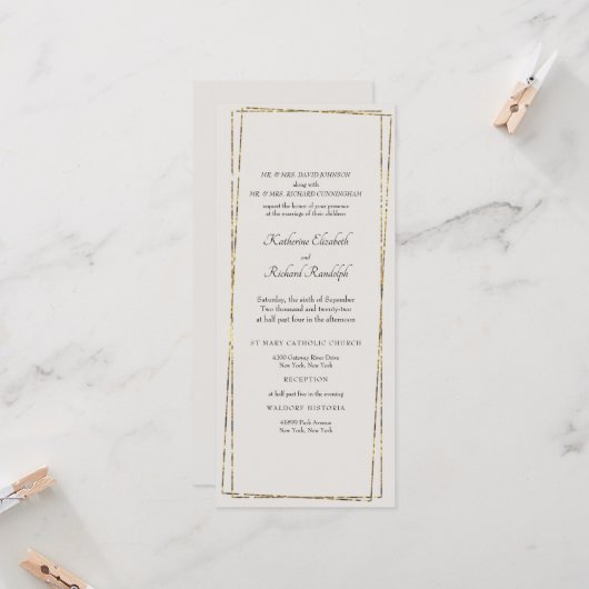 Elegant Gold Neutral Geometric Lijst Long Wedding (Voorkant / Achterkant in situ)