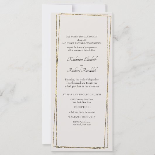 Elegant Gold Neutral Geometric Lijst Long Wedding (Voorkant)